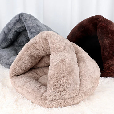 Plush Winter Cat Cave Bed