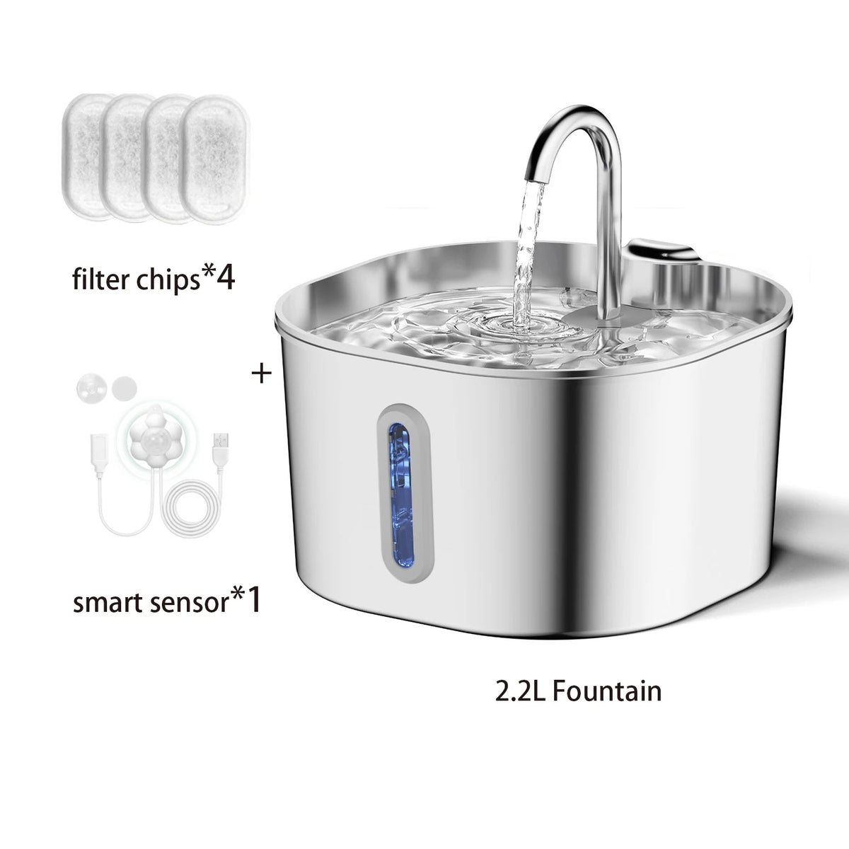 Automatic Stainless Steel Pet Water Fountain (2.2L)