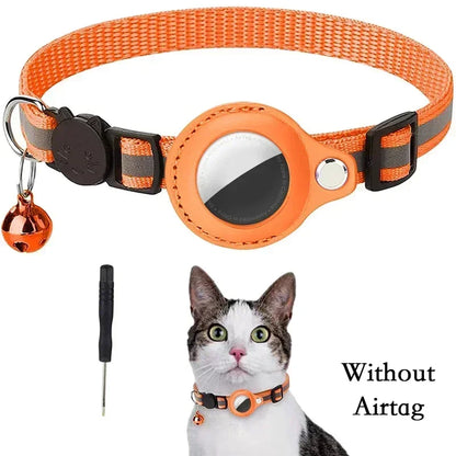 Reflective Cat Collar with AirTag Holder & Bell