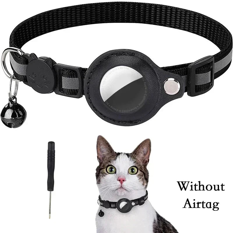 Reflective Cat Collar with AirTag Holder & Bell