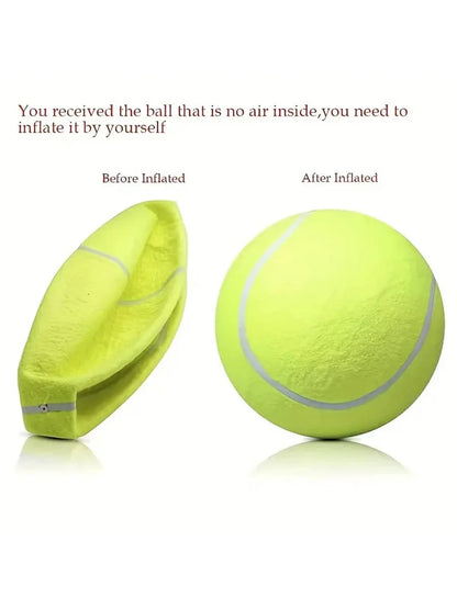 Giant Inflatable Tennis Ball Dog Toy with Pump