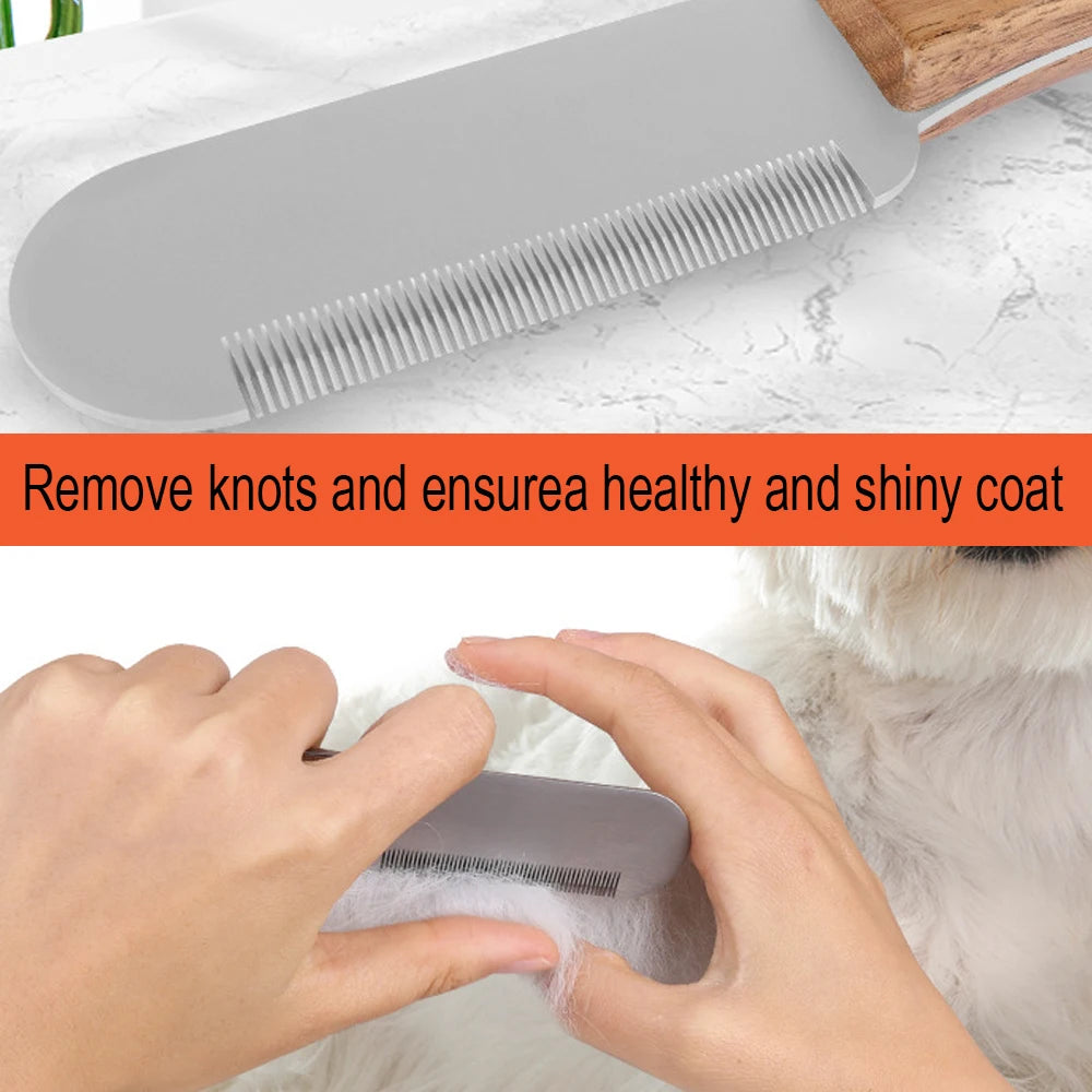 Professional Pet Stripping Knife with Wooden Handle