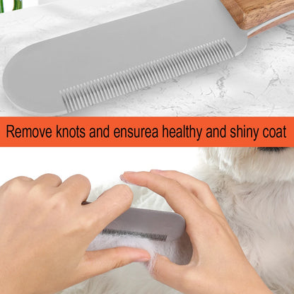 Professional Pet Stripping Knife with Wooden Handle