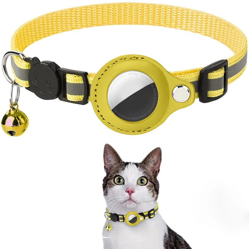 Reflective Cat Collar with AirTag Holder & Bell