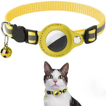 Reflective Cat Collar with AirTag Holder & Bell