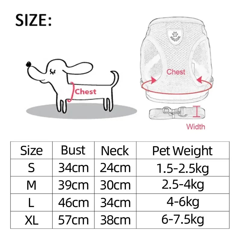 Adjustable Mesh Cat & Small Dog Harness Vest