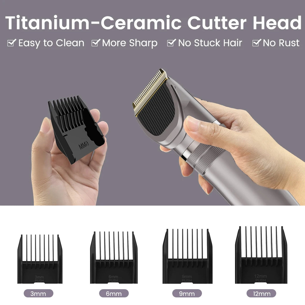 Pet Hair Clipper Kit - 2 Power Modes Quiet & Strong, Cordless Clippers for Grooming & Dogs Hair Trimmer for Groomings, Ceramic Blades, 4 Guide Combs, Rechargeable Trimmer for Cats and Pets