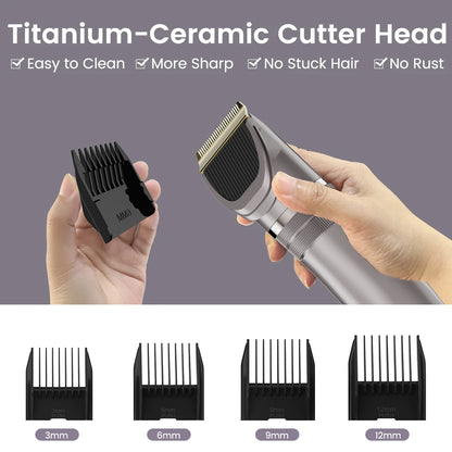 Pet Hair Clipper Kit - 2 Power Modes Quiet & Strong, Cordless Clippers for Grooming & Dogs Hair Trimmer for Groomings, Ceramic Blades, 4 Guide Combs, Rechargeable Trimmer for Cats and Pets