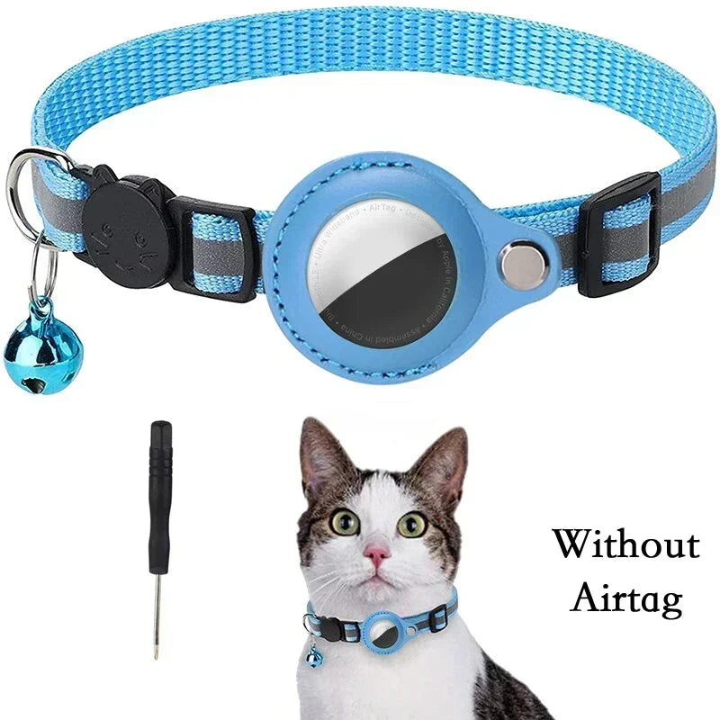 Reflective Cat Collar with AirTag Holder & Bell