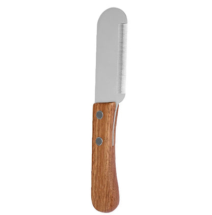 Professional Pet Stripping Knife with Wooden Handle
