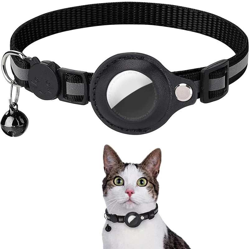 Reflective Cat Collar with AirTag Holder & Bell