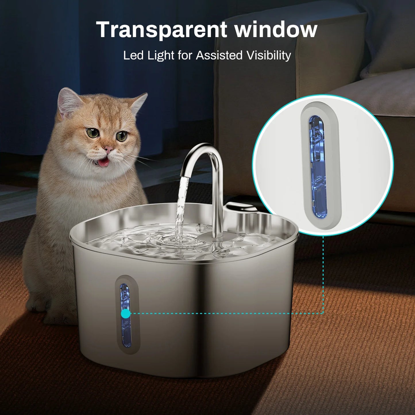 Automatic Stainless Steel Pet Water Fountain (2.2L)