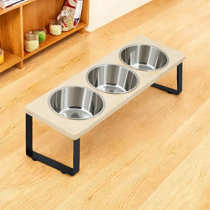 Elevated Cat Bowl Set with 3 Stainless Steel Bowls (15° Tilt)