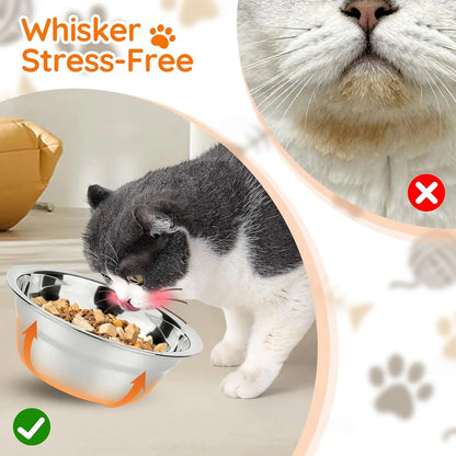 Raised Cat Bowl Feeder with Wood Stand & 3 Stainless Steel Bowls