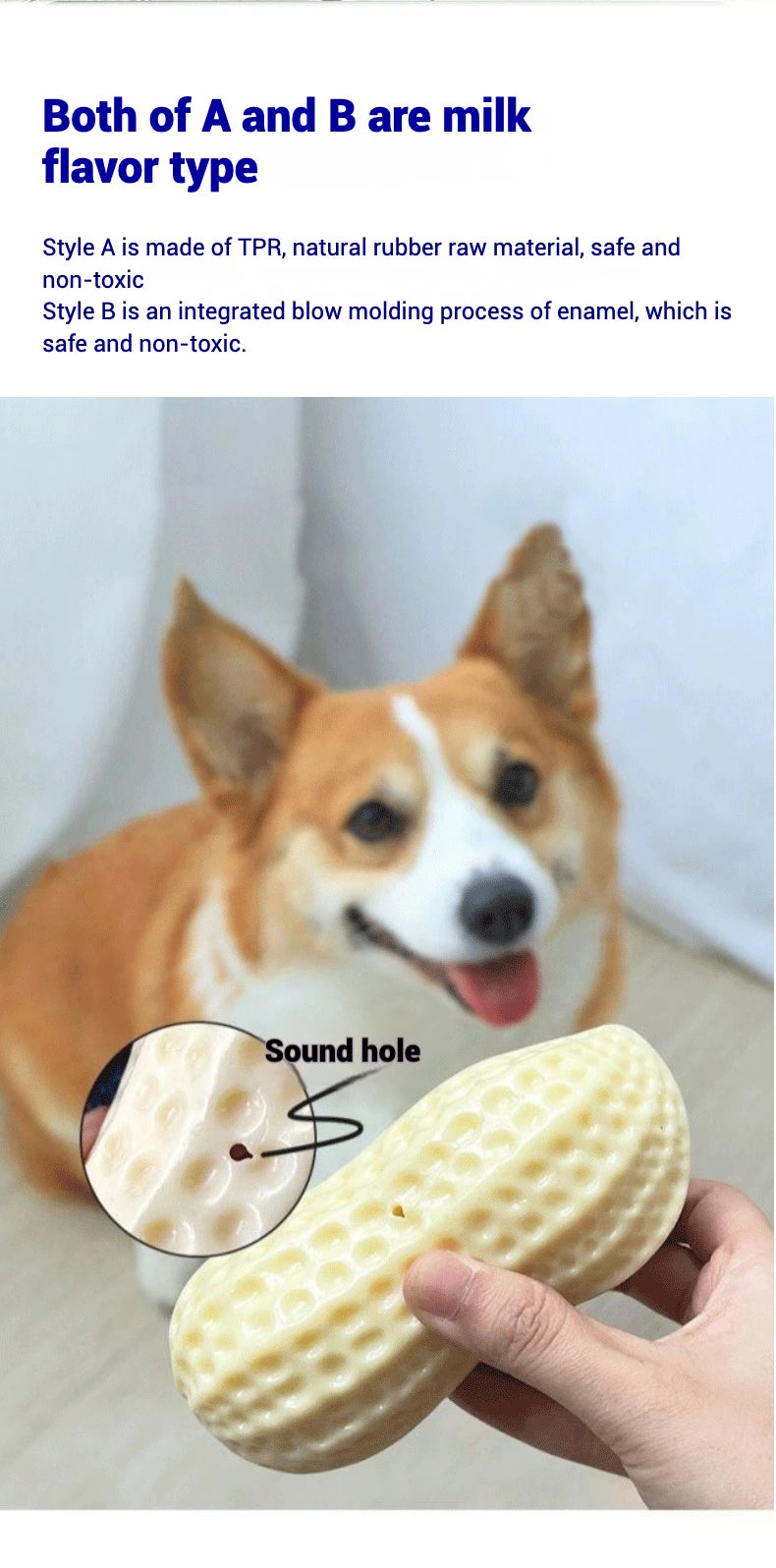 TPR Peanut Shape Squeaky Dog Chew Toy
