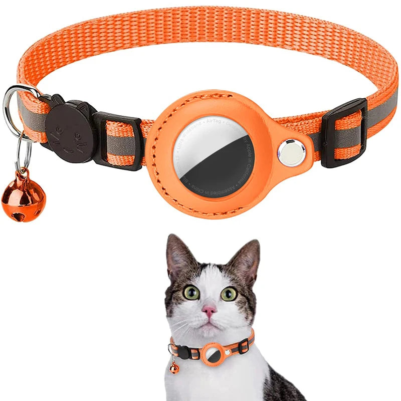 Reflective Cat Collar with AirTag Holder & Bell