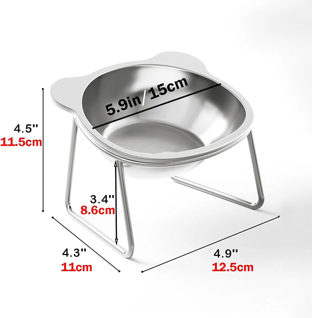 15° Tilted Elevated Stainless Steel Cat Bowl