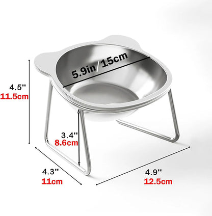 15° Tilted Elevated Stainless Steel Cat Bowl