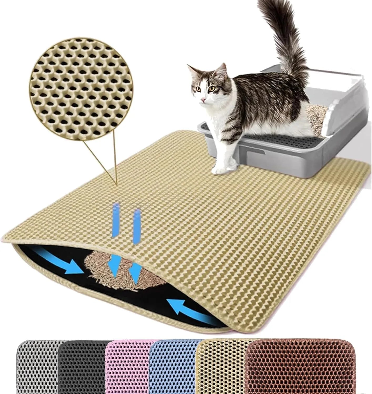 Double-Layer Non-Slip Cat Litter Mat