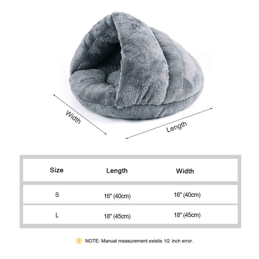Plush Winter Cat Cave Bed