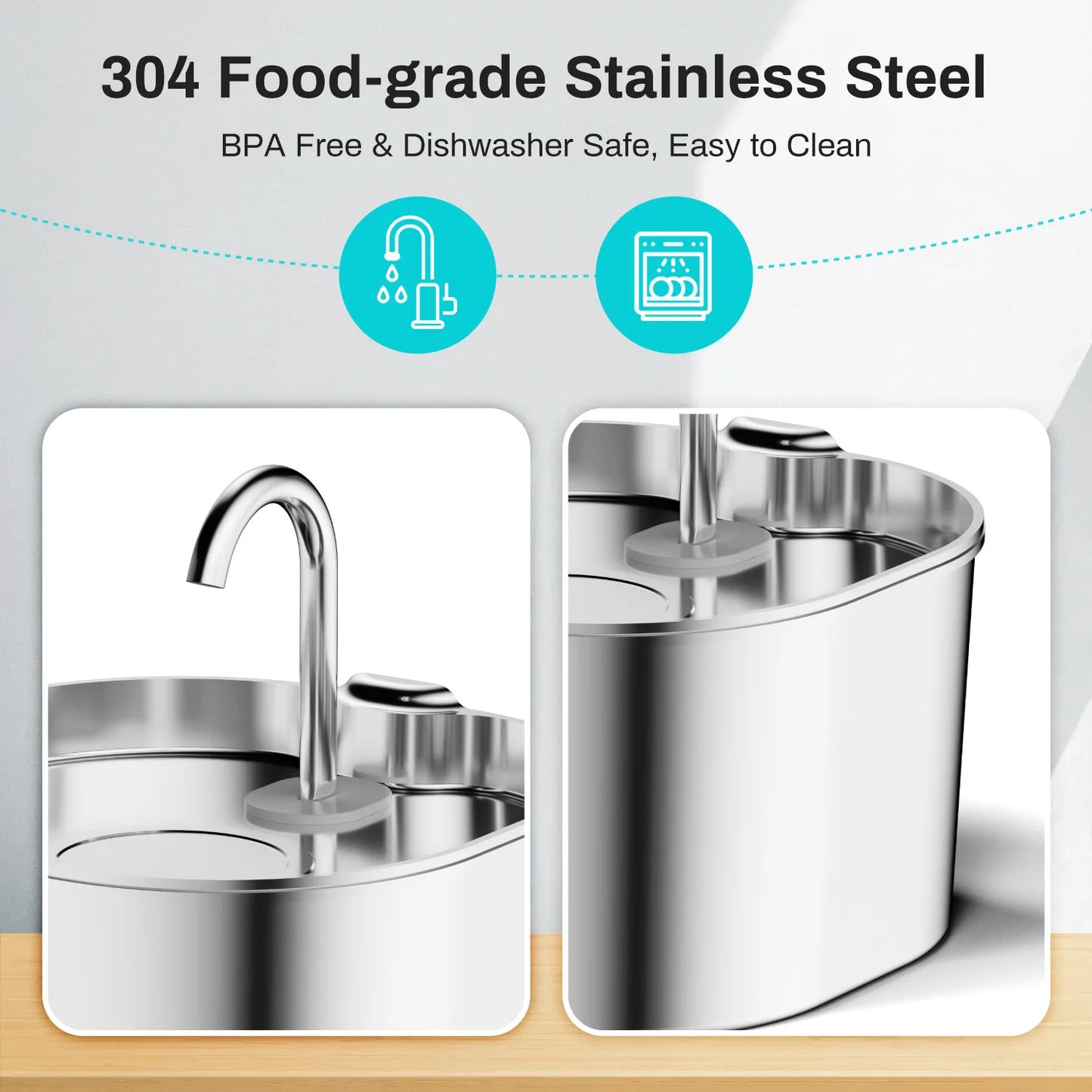 Automatic Stainless Steel Pet Water Fountain (2.2L)