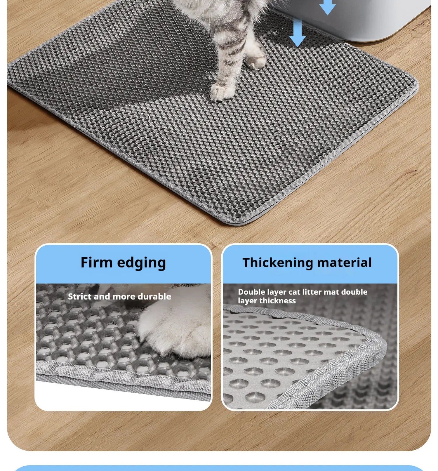 Waterproof Double-Layer Cat Litter Mat (90×60cm)