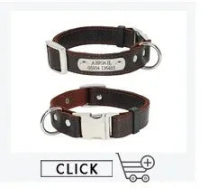 Personalized Leather Dog Collar with Name ID
