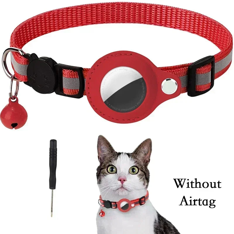 Reflective Cat Collar with AirTag Holder & Bell