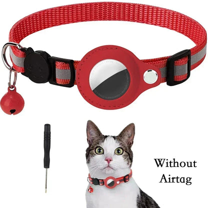 Reflective Cat Collar with AirTag Holder & Bell