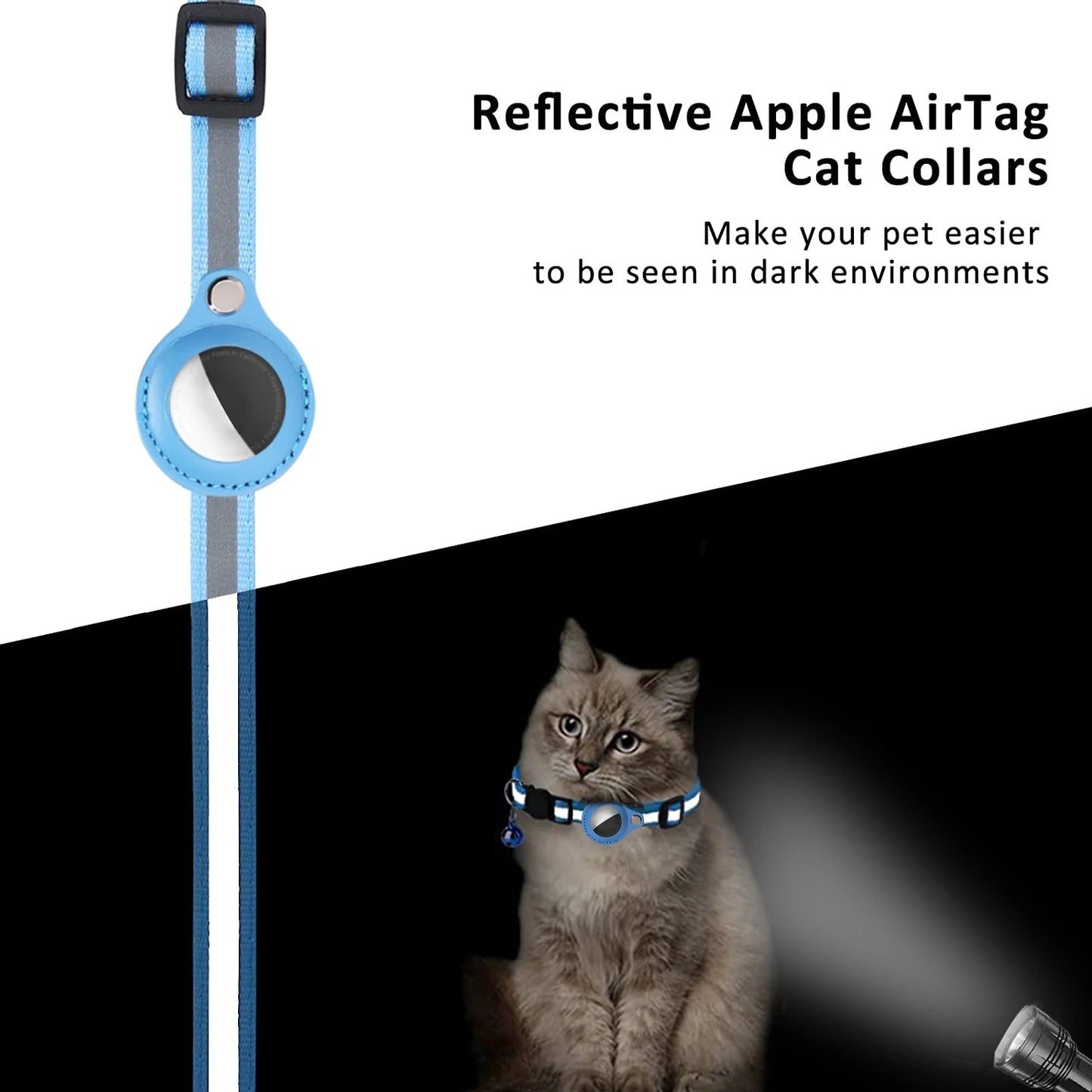 Reflective Cat Collar with AirTag Holder & Bell