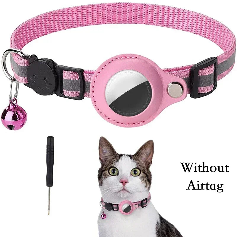 Reflective Cat Collar with AirTag Holder & Bell