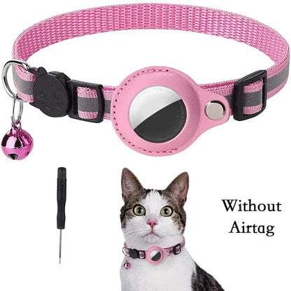 Reflective Cat Collar with AirTag Holder & Bell