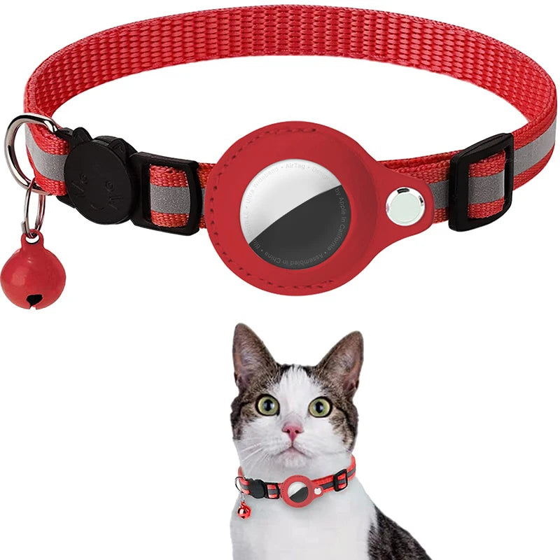 Reflective Cat Collar with AirTag Holder & Bell