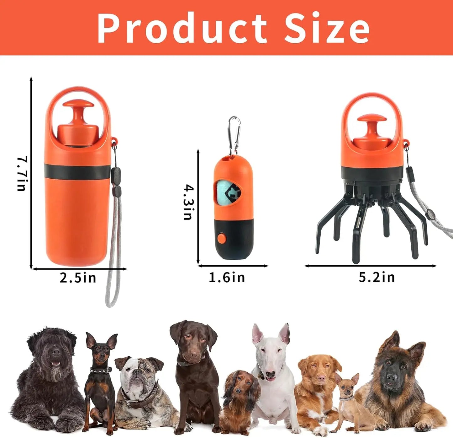 Portable Dog Poop Scooper Set with LED Light