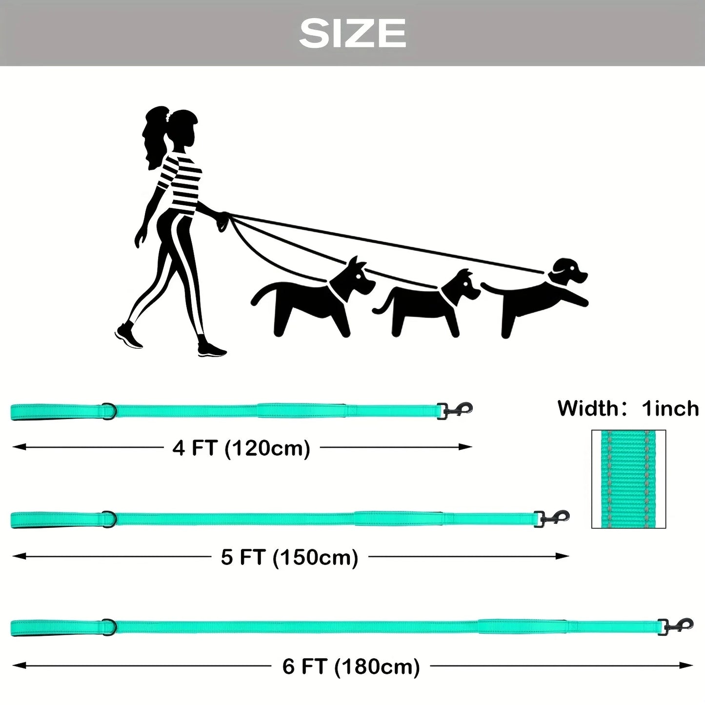 Heavy-Duty Double Handle Reflective Dog Leash