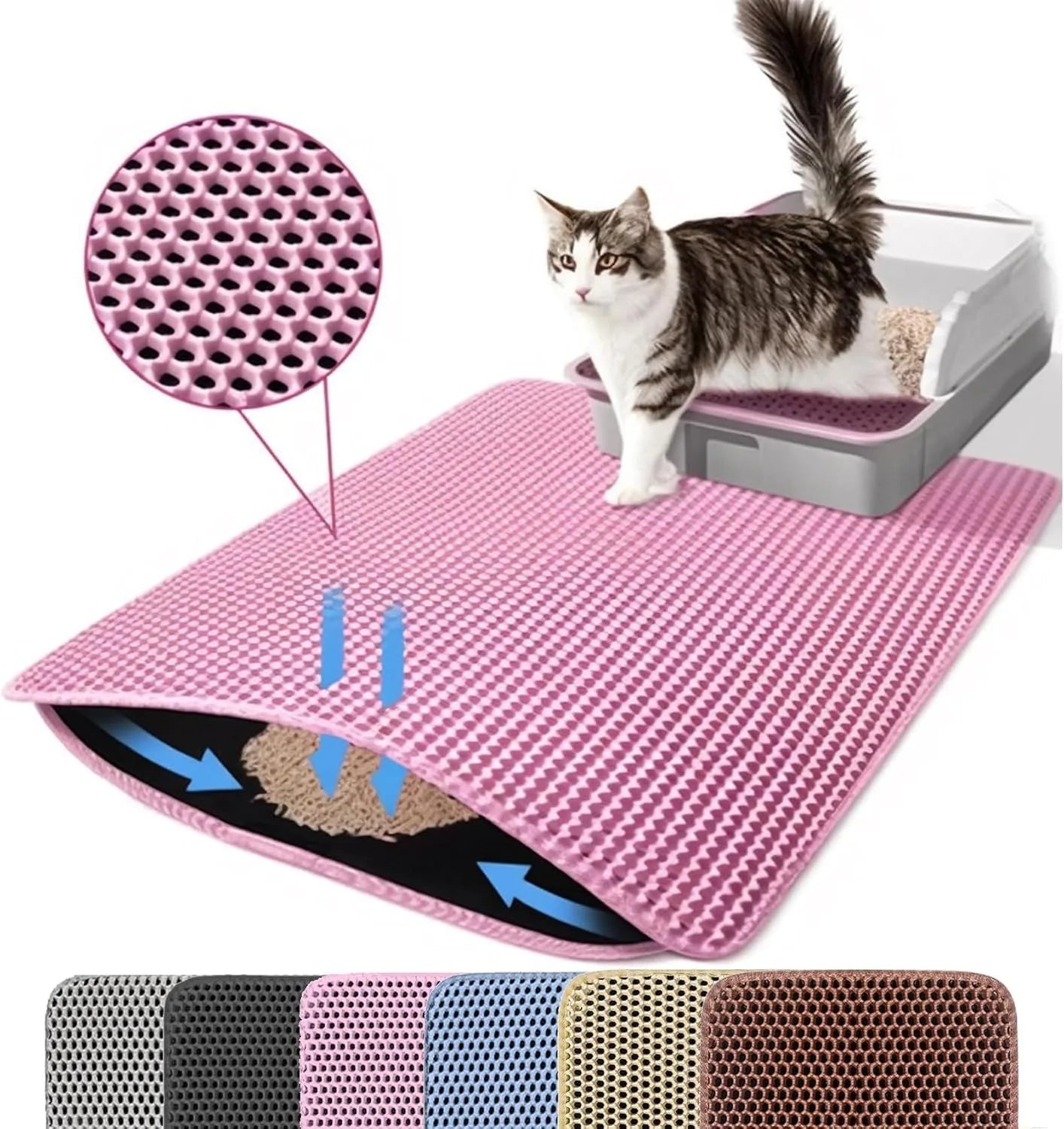 Double-Layer Non-Slip Cat Litter Mat