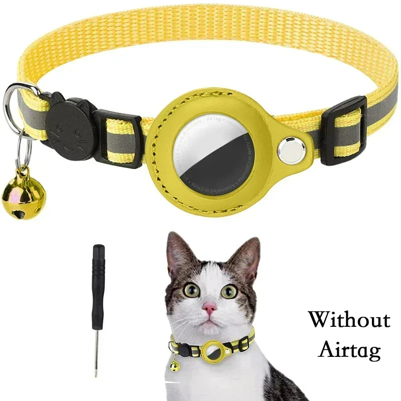 Reflective Cat Collar with AirTag Holder & Bell
