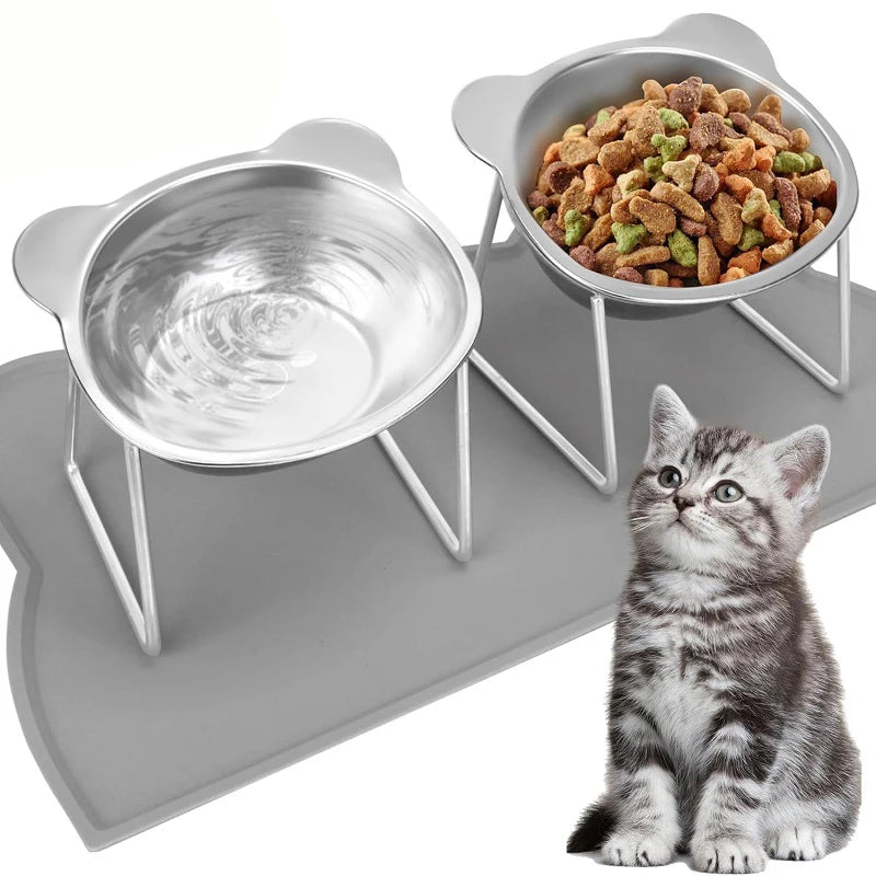 15° Tilted Elevated Stainless Steel Cat Bowl