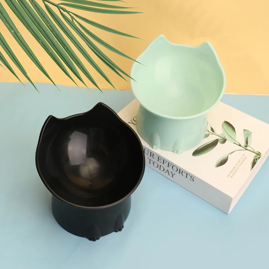 Elevated Tilted Cat Bowl for Neck Protection