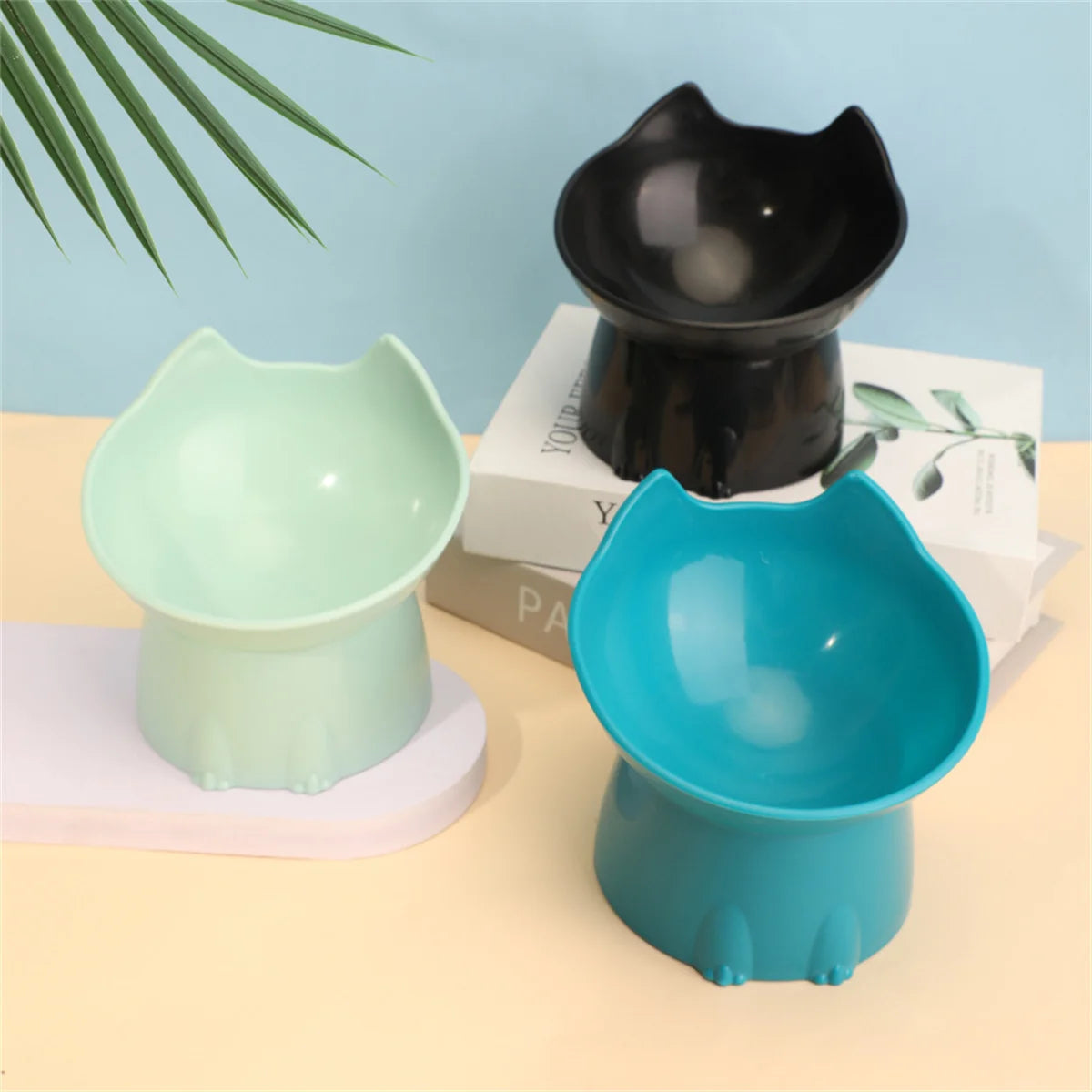 Elevated Tilted Cat Bowl for Neck Protection