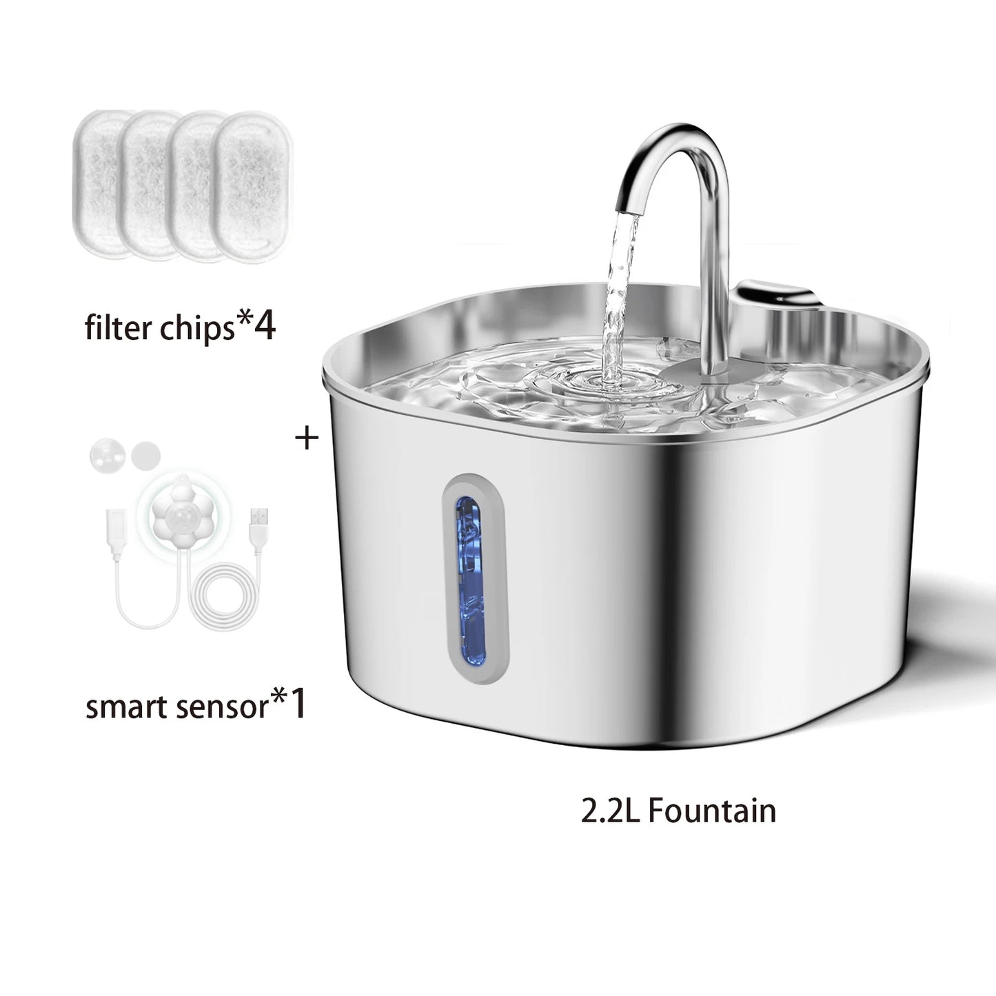 Automatic Stainless Steel Pet Water Fountain (2.2L)