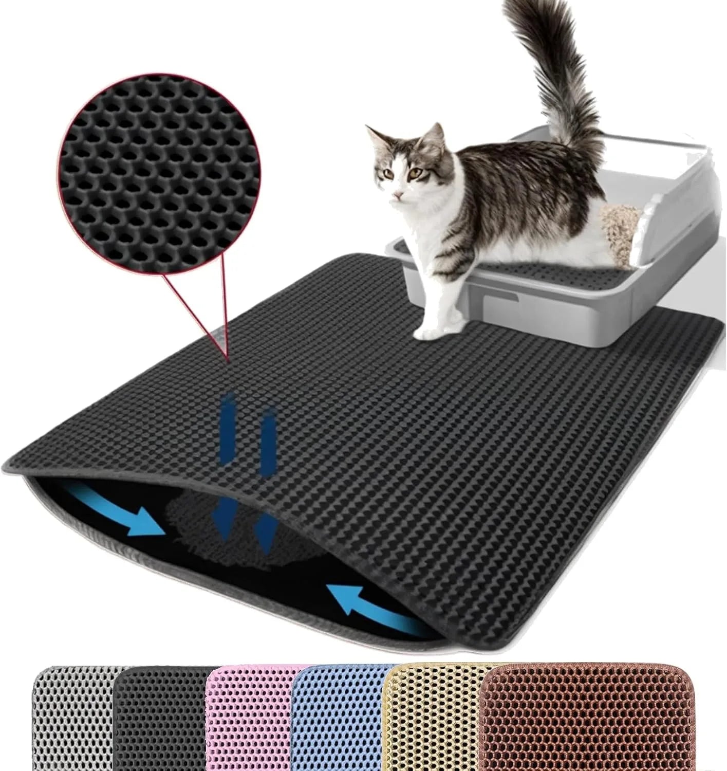 Double-Layer Non-Slip Cat Litter Mat