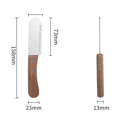 Professional Pet Stripping Knife with Wooden Handle