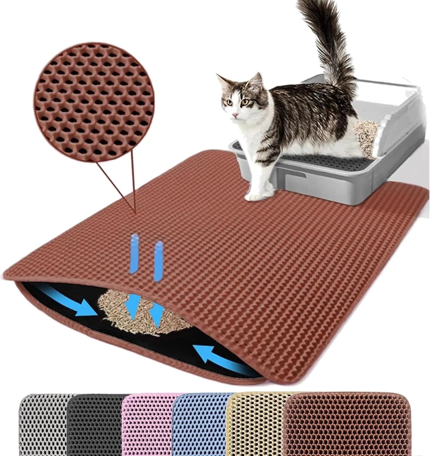 Double-Layer Non-Slip Cat Litter Mat