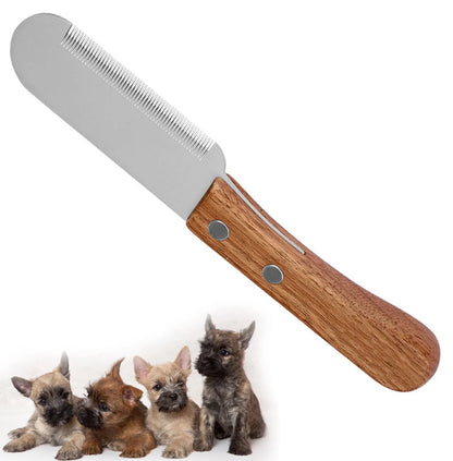 Professional Pet Stripping Knife with Wooden Handle