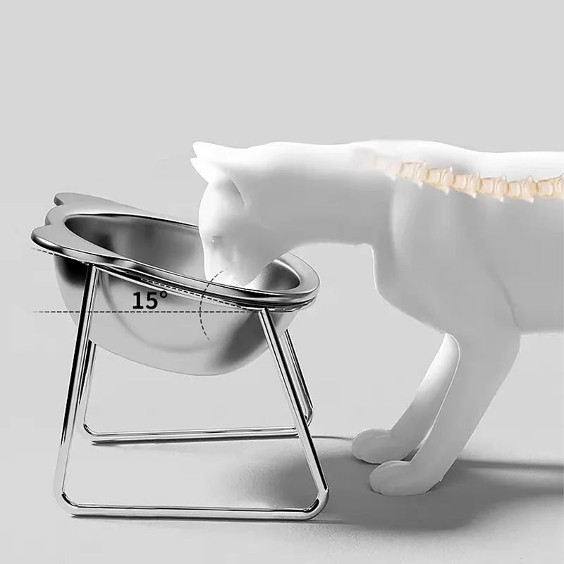 15° Tilted Elevated Stainless Steel Cat Bowl