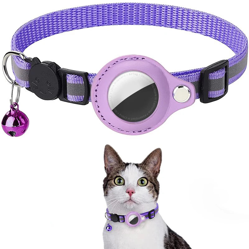 Reflective Cat Collar with AirTag Holder & Bell