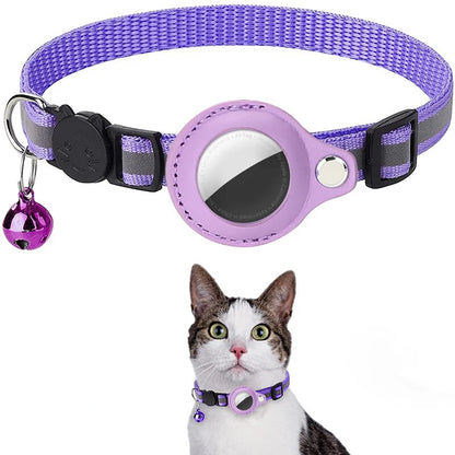 Reflective Cat Collar with AirTag Holder & Bell