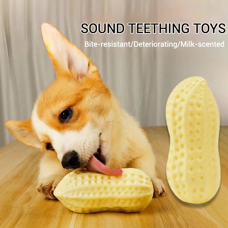 TPR Peanut Shape Squeaky Dog Chew Toy