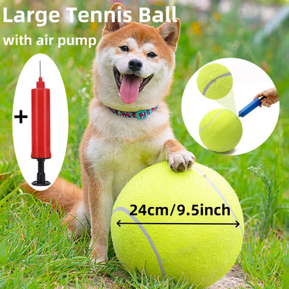 Giant Inflatable Tennis Ball Dog Toy with Pump